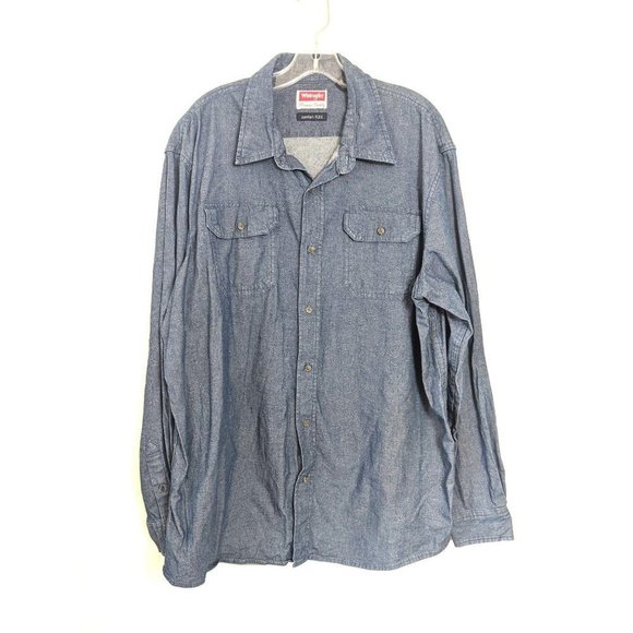 Wrangler Herenwerkshirt met Cowboy Cut, stevige afwerking, lange mouwen, western drukknopen en effen kleur., S